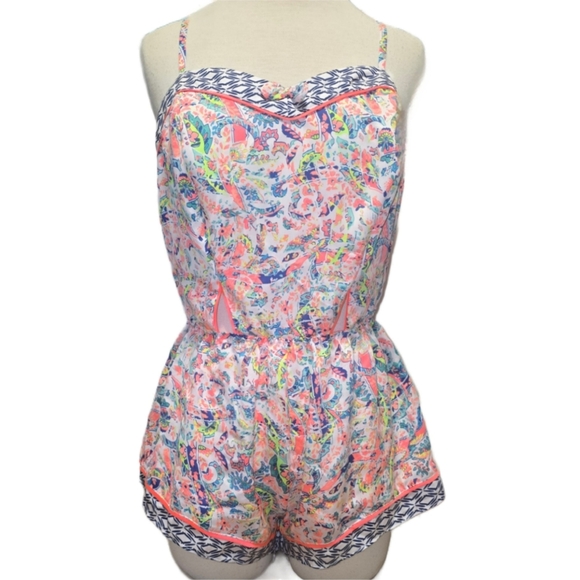Victoria's Secret Pants - Victoria’s Secret Neon Paisley Romper - Medium NWT
